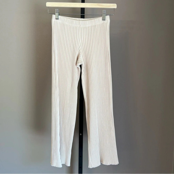 John Elliott Ginza Rib Cropped Pants Feather XS NWT Minimalist Neutral Chic - Picture 2 of 8